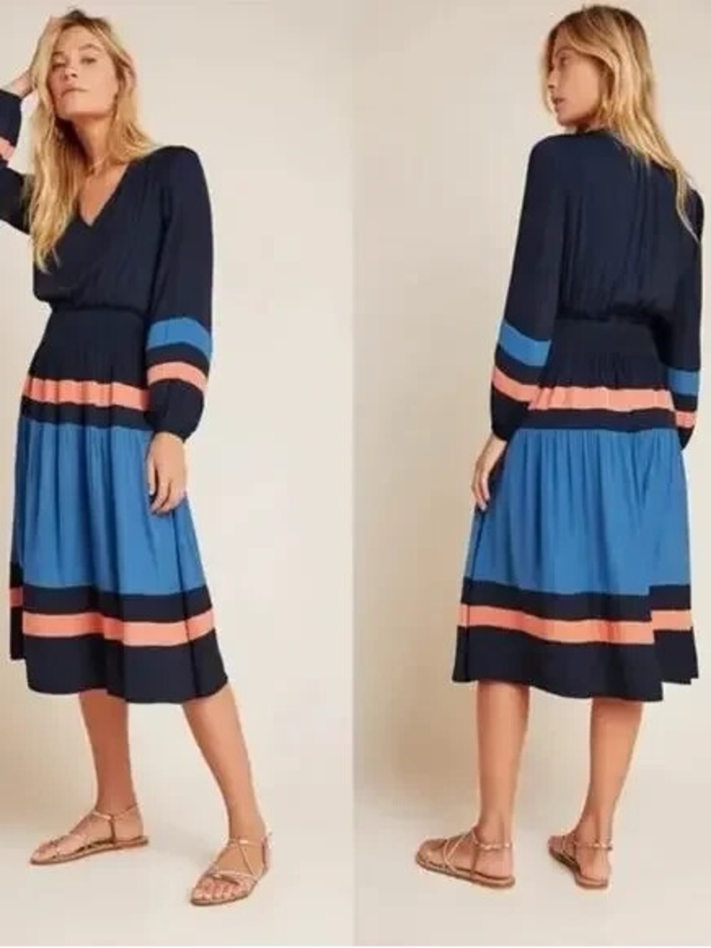 Anthropologie Current Air Aidy Colorblock Navy Blue